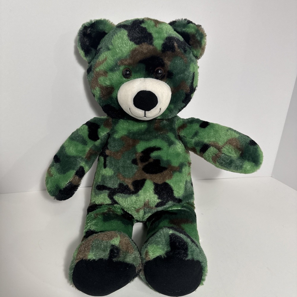 Build a Bear Green Camouflage Teddy Plush‎ 16"